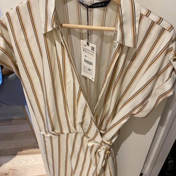 STRIPED DRAPED DRESS - Picture 4 of 5